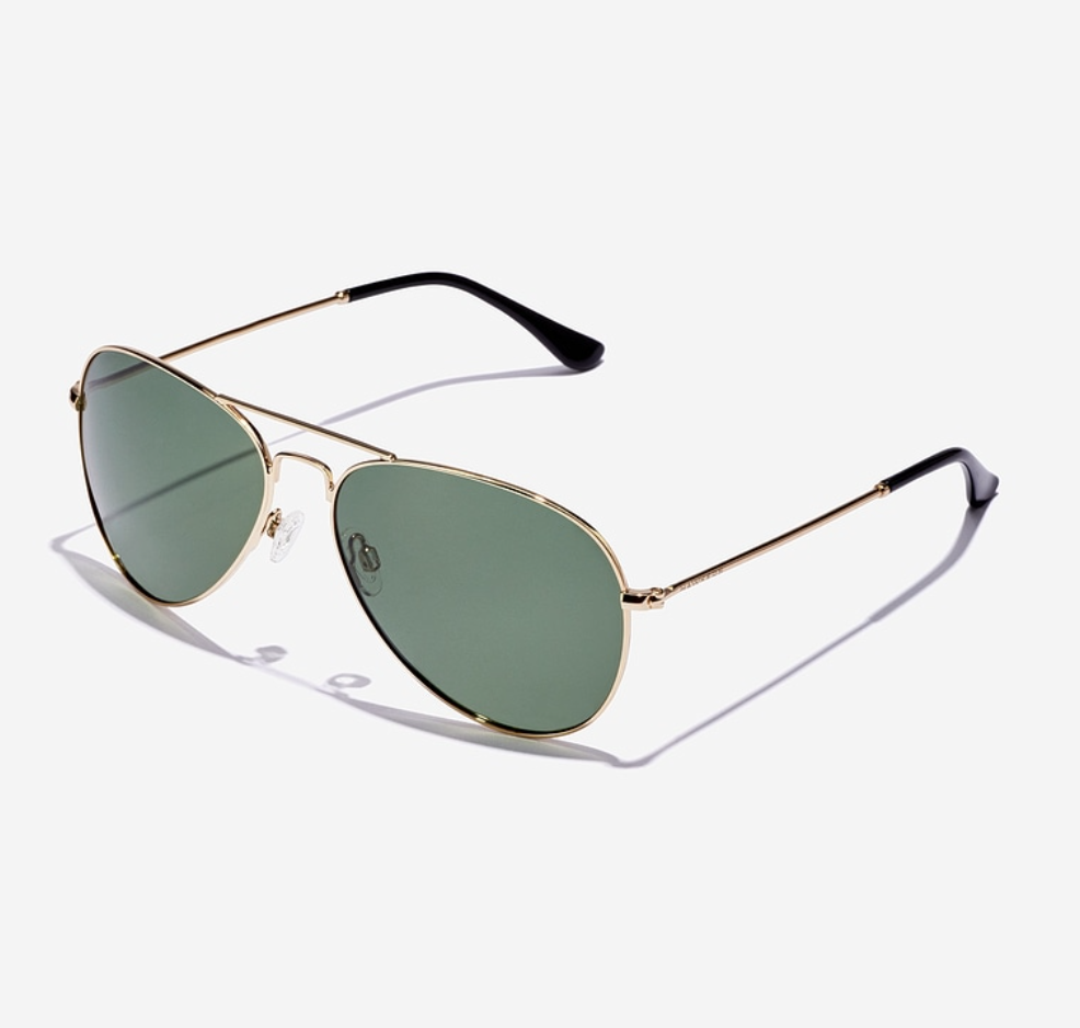 Lentes De Sol Polarizado Hawkers Hawk Aviador Gold Green - Talla 61mm