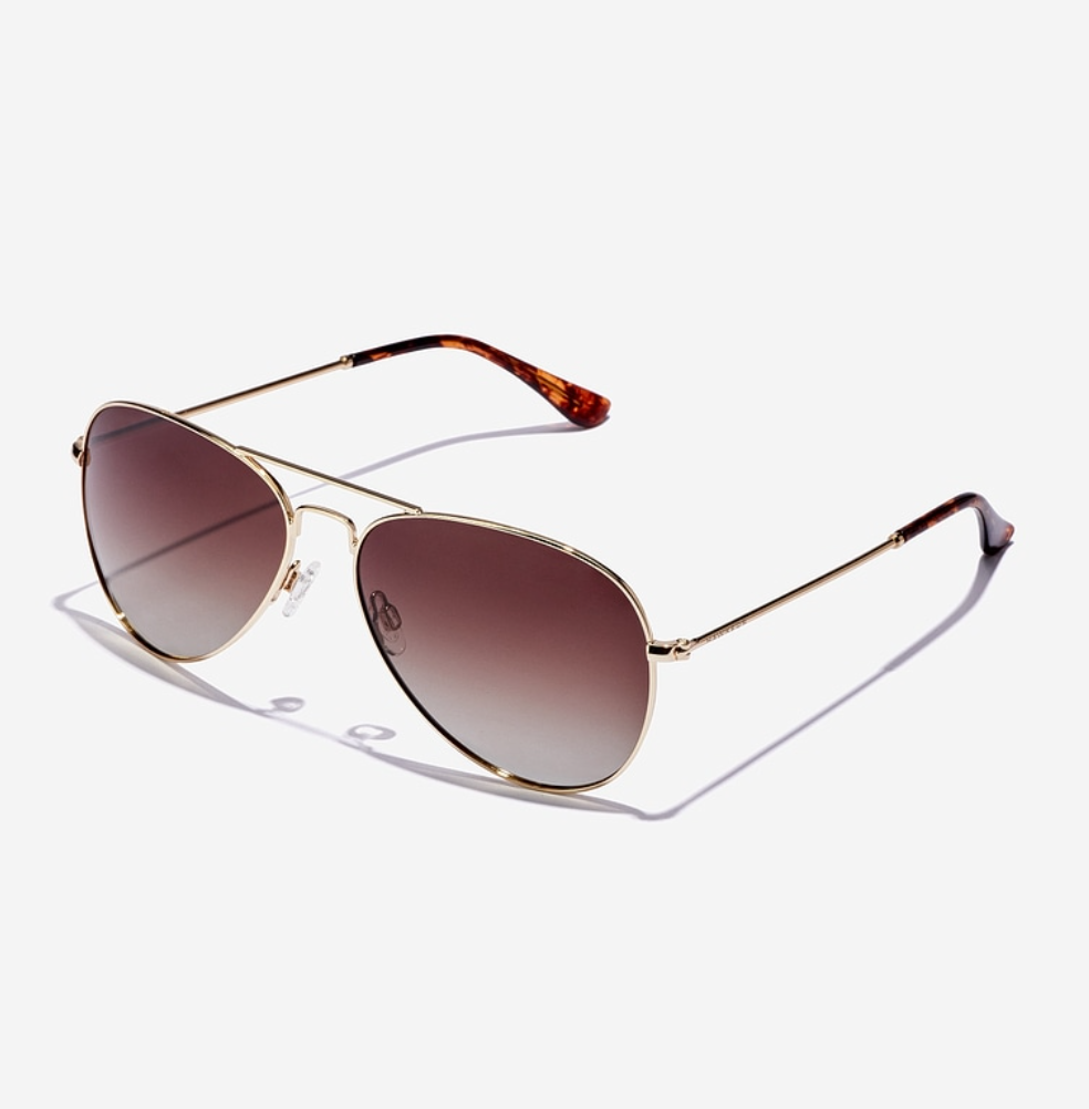 Lentes De Sol Polarizado Hawkers Hawk Aviador Marron Degrade - Talla 61mm