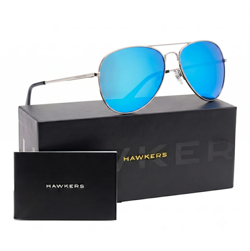 Lentes De Sol Polarizado Hawkers Hawk Aviador Silver Blue HHAW22SLMP